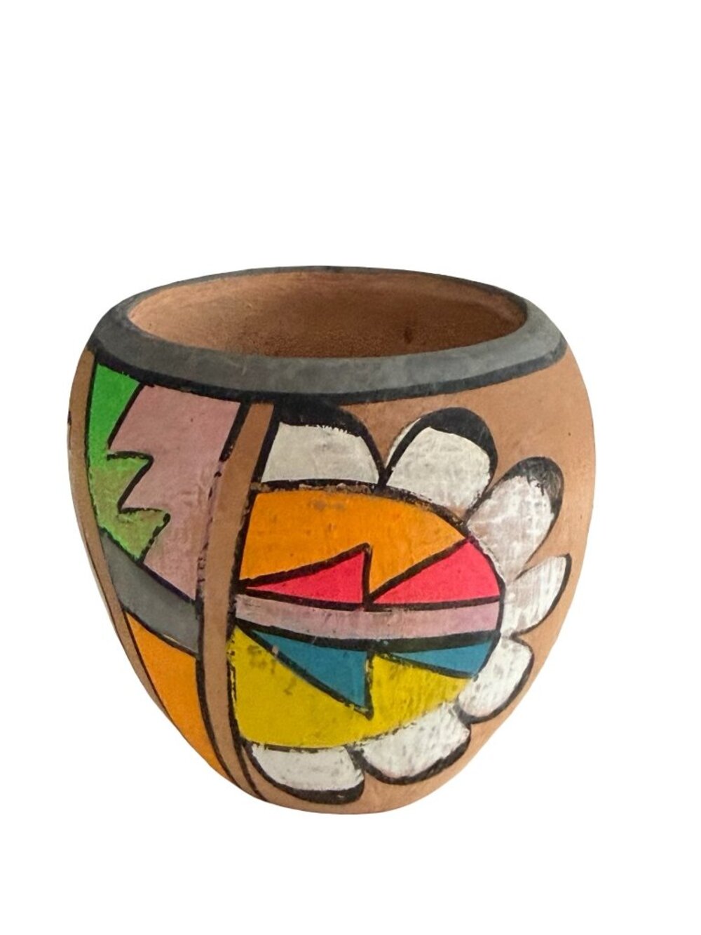 Vintage Jemez Pueblo Pottery Mini Pot Hand Painted Southwestern Native American